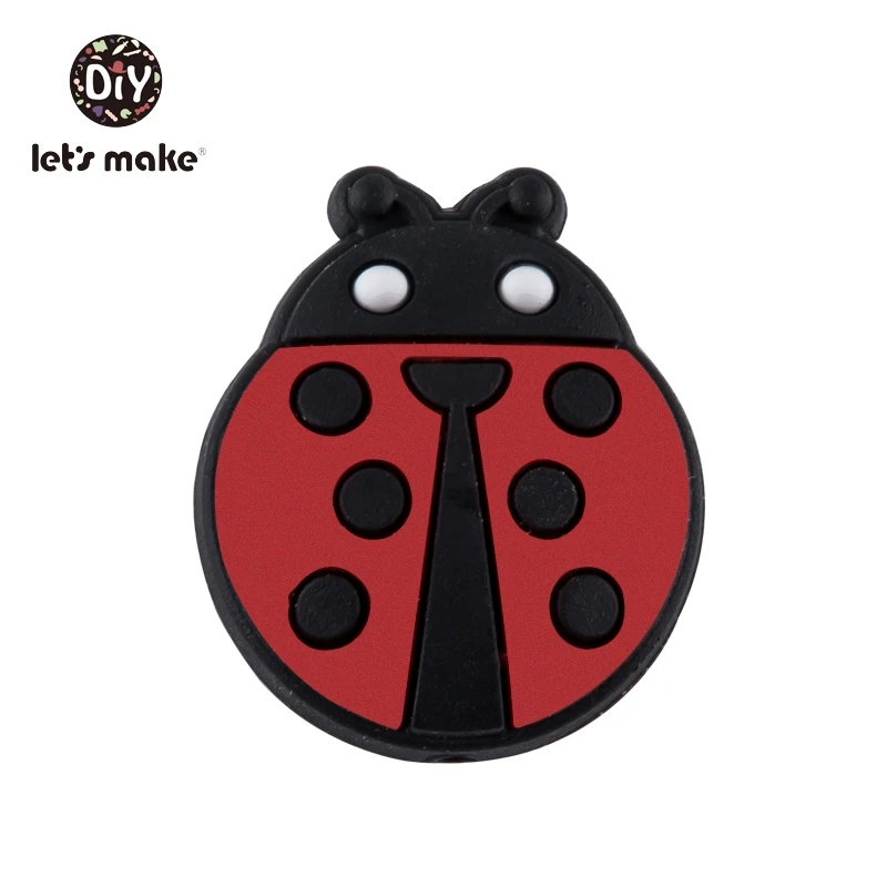 red Ladybug Силиконовые Бусины, 3 шт, животные, Мультяшные формы, BPA бесплатно, силиконовые бусины для детей, качество еды, Прорезыватель для зубов, крошечные стержни, Детские Прорезыватели - Цвет: red Ladybug