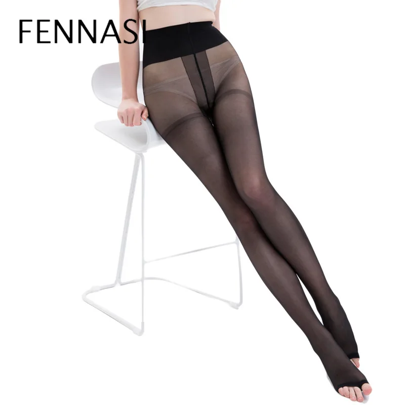 FENNASI женские колготки с лямками пикантные нейлоновые открытым носком чулки