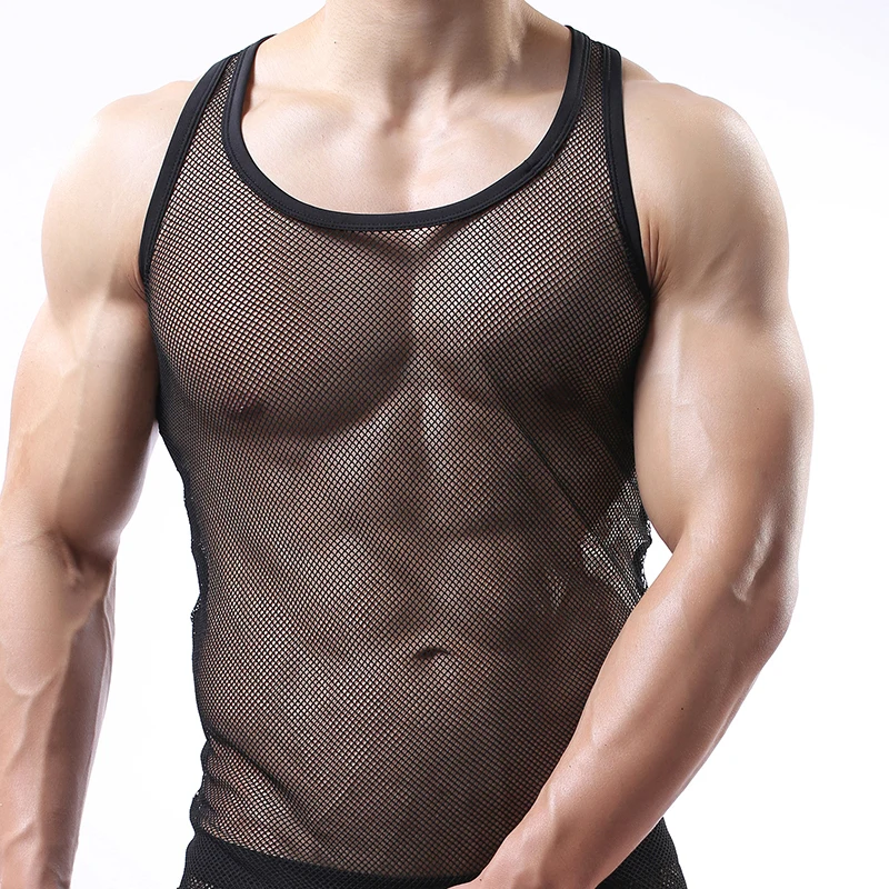 Мужское нижнее белье/Мужские забавные сетчатые майки/Гей сексуальные дышащие