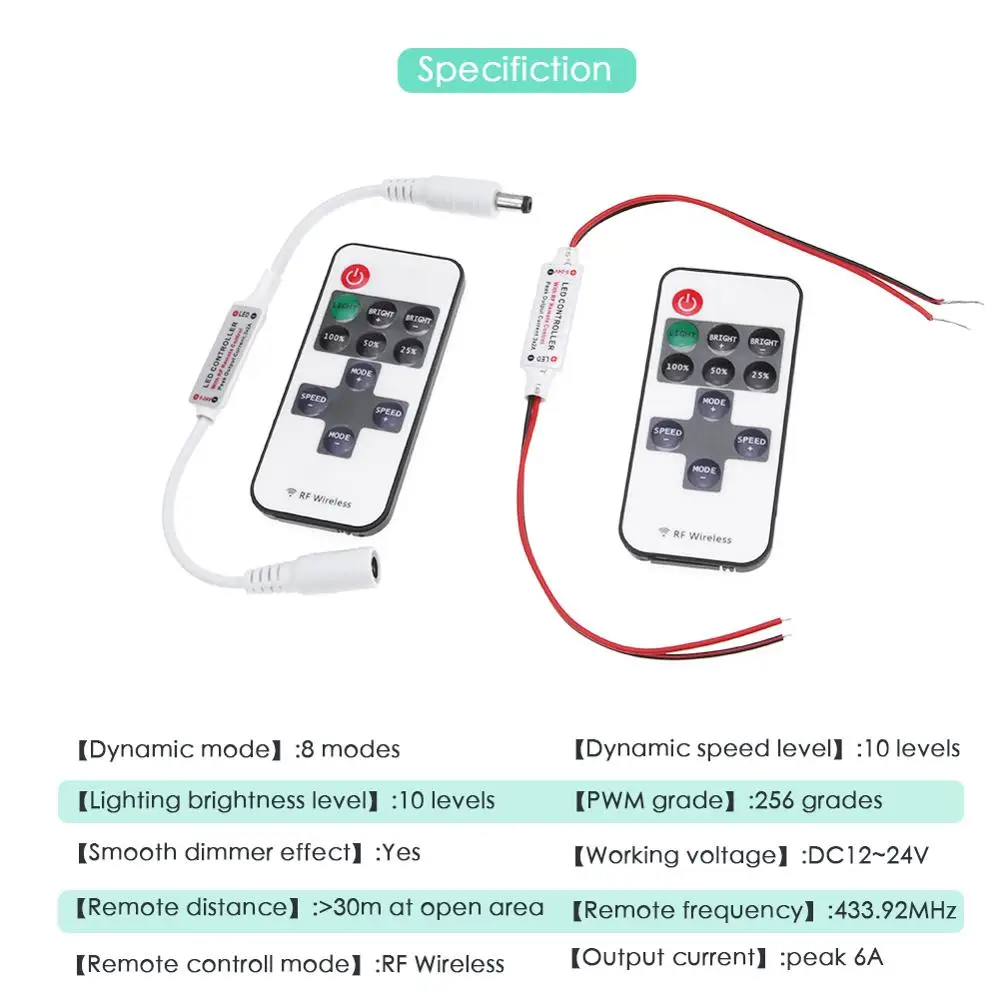 Светодиодный контроллер постоянного тока 12 В 11 клавиш беспроводной