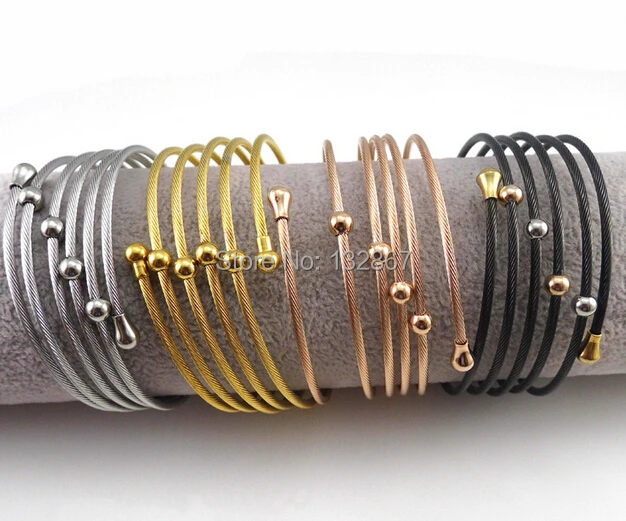 

2015 latest design multideck Coil Spring Ball Bracelets Stainless Steel Women Cuff Bangle Same Style Different Four Colors