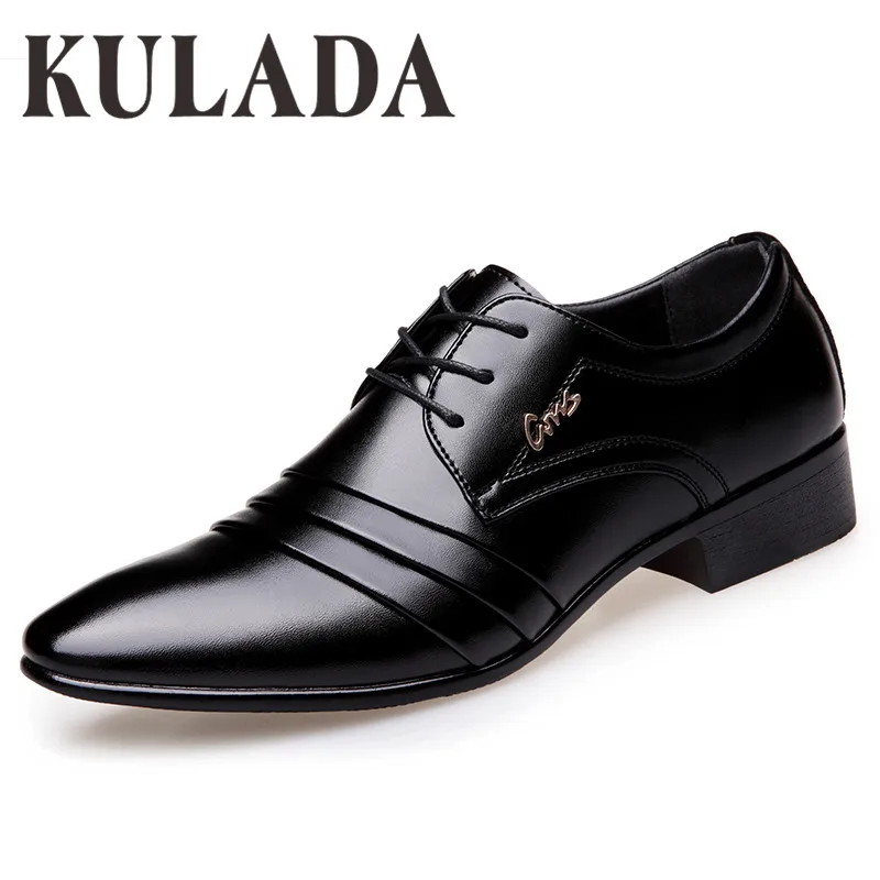 KULADA 2019 Мужская деловая обувь Высокое качество Оксфорд Элитный бренд на шнуровке