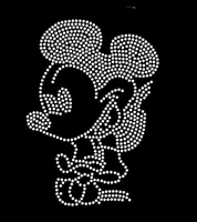 2pclot mickey hot fix rhinestone applique iron on patches cartoon iron on crystal transfers design for childrens shirt bag