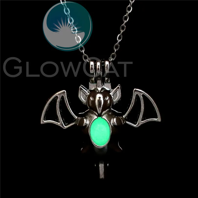 Световой летучая мышь кулон ожерелье серебро Цвет цепи светится в темноте чокер