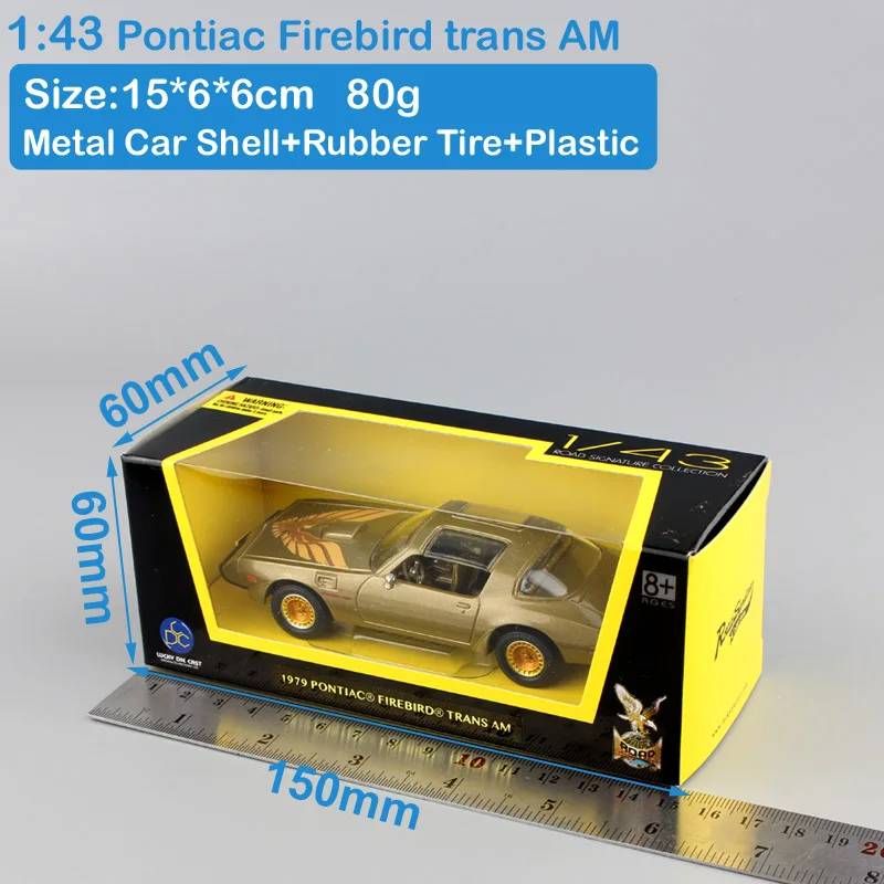 1:43 mini 1979 Pontiac Жар-птица Транс АМ Классическая старая мышечная шкала автомобиль авто металлические и литые игрушечные модели Золотой подарок для мальчиков