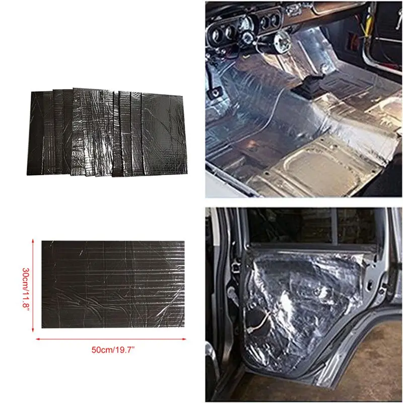 12pcs 5mm Car Firewall Sound Deadener Heat Insulation Deadening Mat Pads Door Hood Fiberglass Rubber Sponge Tri-Layer 50x30cm | Автомобили