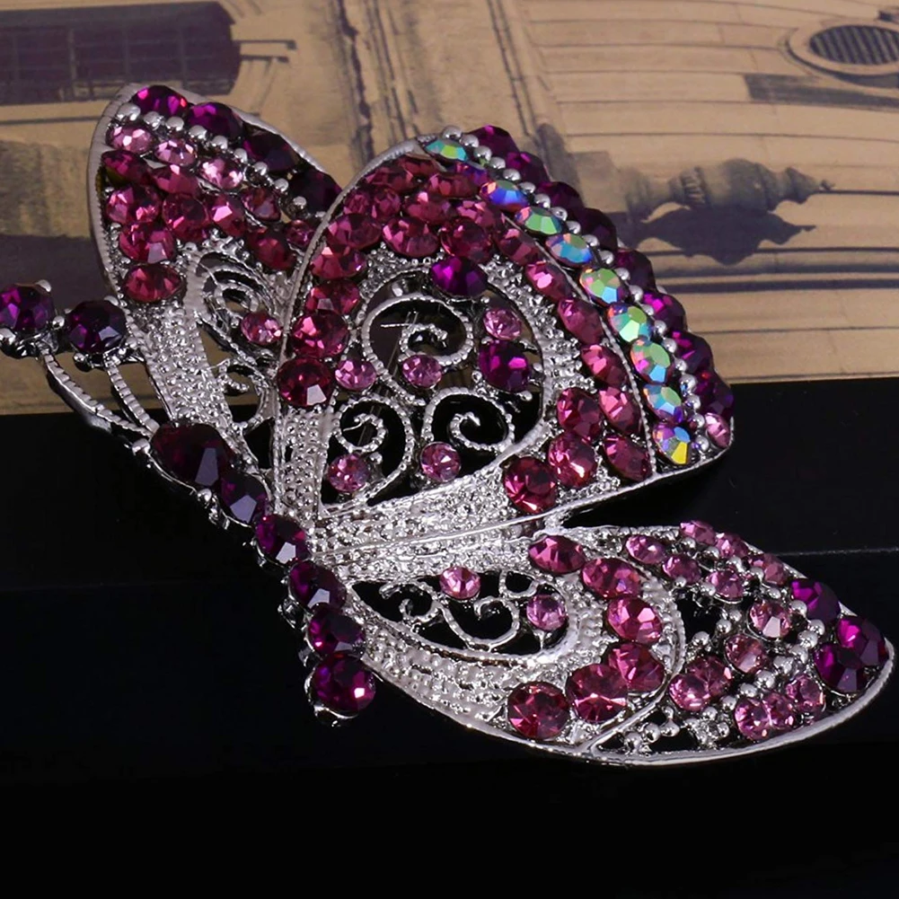 Брошь с бабочкой женские хрустальные и ювелирные украшения со стразами для