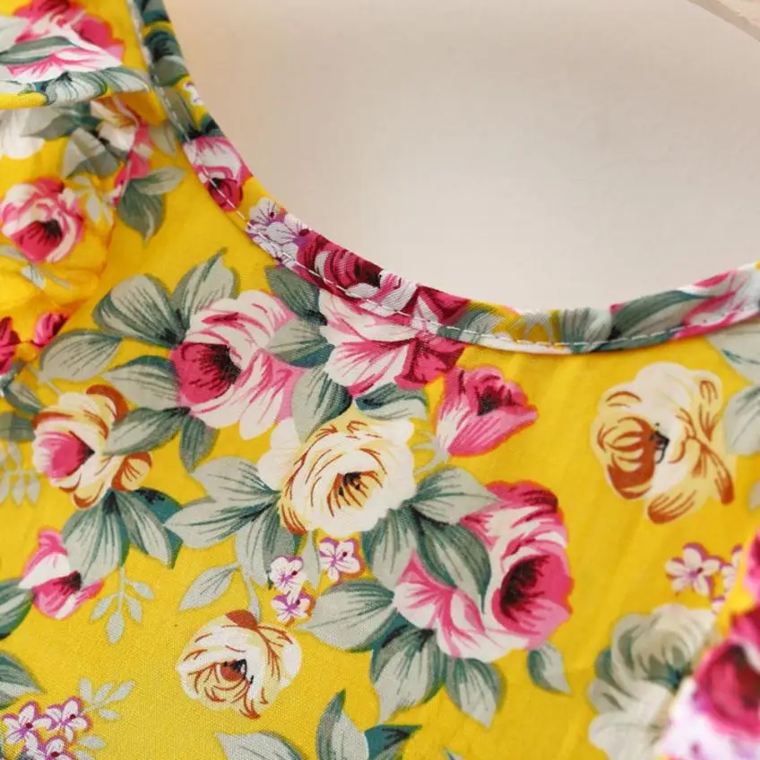 Платье для маленьких девочек с открытой спиной цветочным принтом солнечное