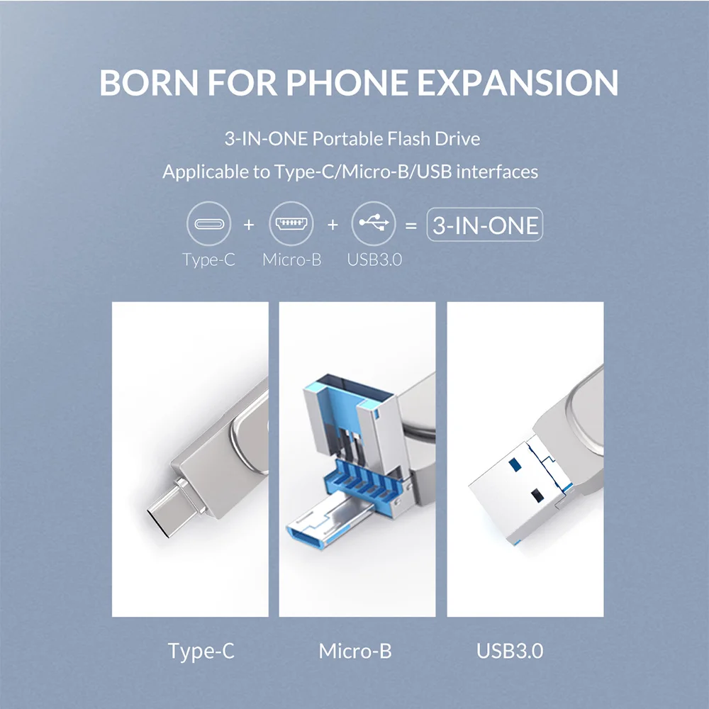 USB флеш накопитель ORICO 3 в 1 OTG Type C USB3.0 Micro B 64 ГБ 32 флэш память флешка U диск для
