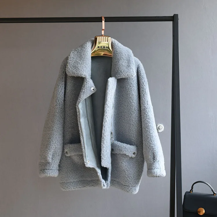 OFTBUY зимняя женская куртка из натурального меха, короткая овечья шерсть, Женская мотоциклетная верхняя одежда, Уличная Повседневная одежда