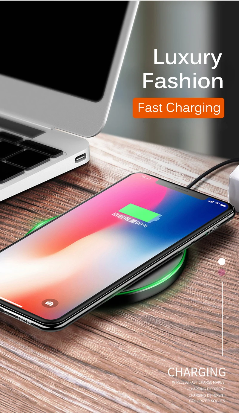 Беспроводное зарядное устройство Qi для iPhone 8 X XR XS Max QC3.0 10 Вт быстрая Беспроводная зарядка для samsung S10 S9/8 Note 8/9 светодиодный USB зарядное устройство
