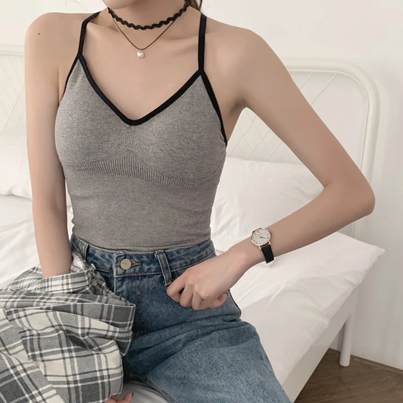 Бюстгальтер с мягкими чашечками Сексуальные облегающие майки женские бесшовные