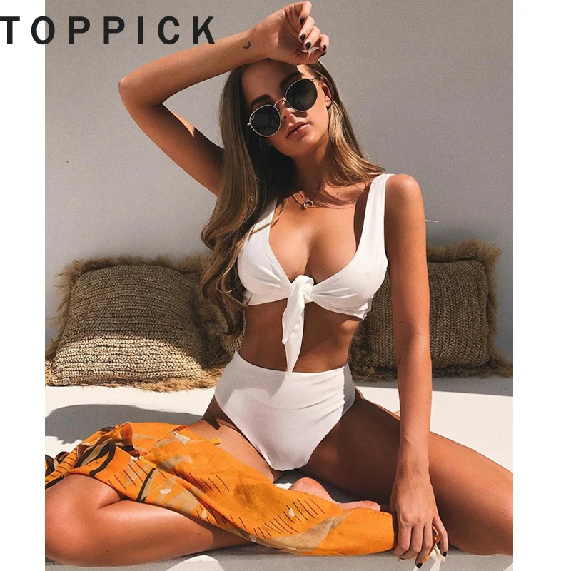 Женский купальник TOPPICK бикини с пуш апом и узлом 2018|Купальники| |