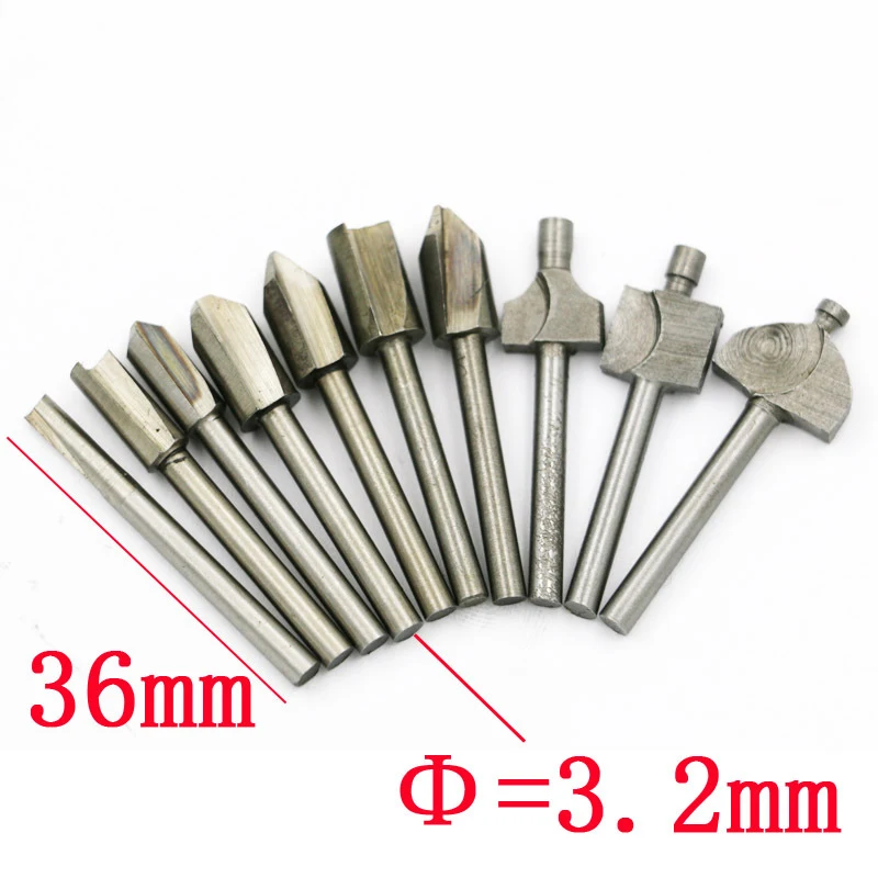 10PCS/lot 1/8 High Speed Steel Mini Shank Electric Trimmer Carpentry Carving Knife Tools Woodworking Router Milling Cutter | Инструменты