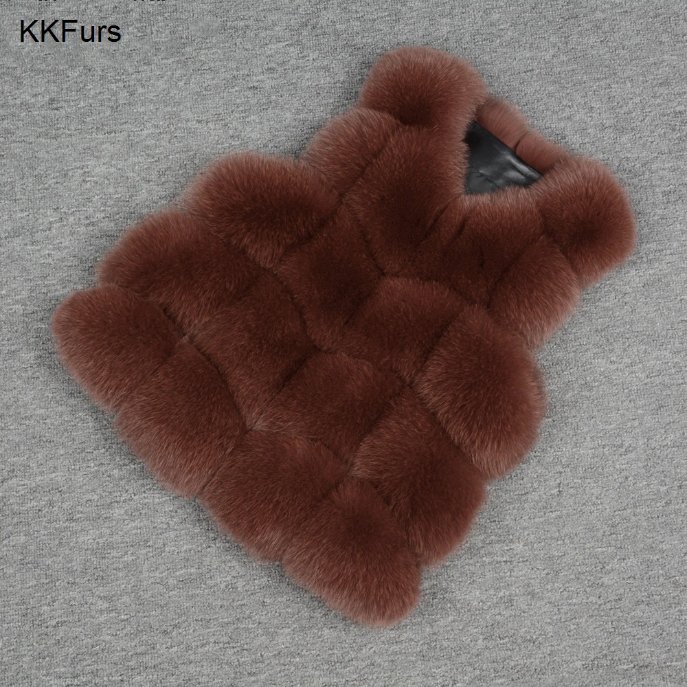 JKKFURS Женская натуральным лисьим Мех животных жилет осень зима мода леди повседневное высокое качество S7163