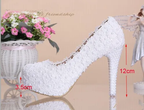 White 12cm Heels Великолепные элегантные свадебные модельные туфли ручной работы; женские Клубные туфли на высоком каблуке; женские белые кружевные свадебные туфли - Цвет: White 12cm Heels