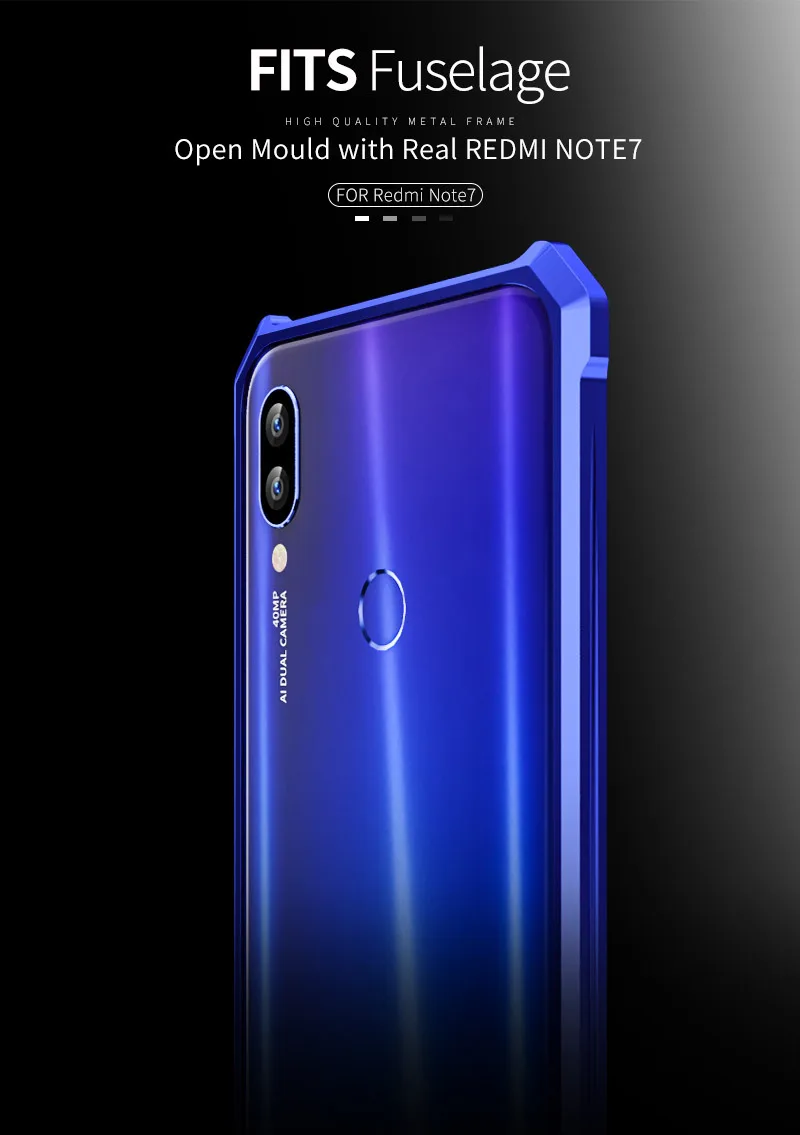 Роскошный Алюминиевый металлический чехол-бампер для Xiaomi Redmi Note 7 чехол противоударный жесткий чехол-рамка для Redmi Note 7 противоударный чехол для телефона