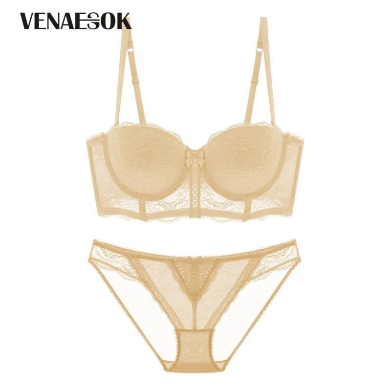 Complexion Модное роскошное нижнее белье красного цвета с кружевной вышивкой женский комплект нижнего белья пуш-ап толстый хлопок Глубокий v бюстгальтер сексуальное белье наборы черный - Цвет: Complexion