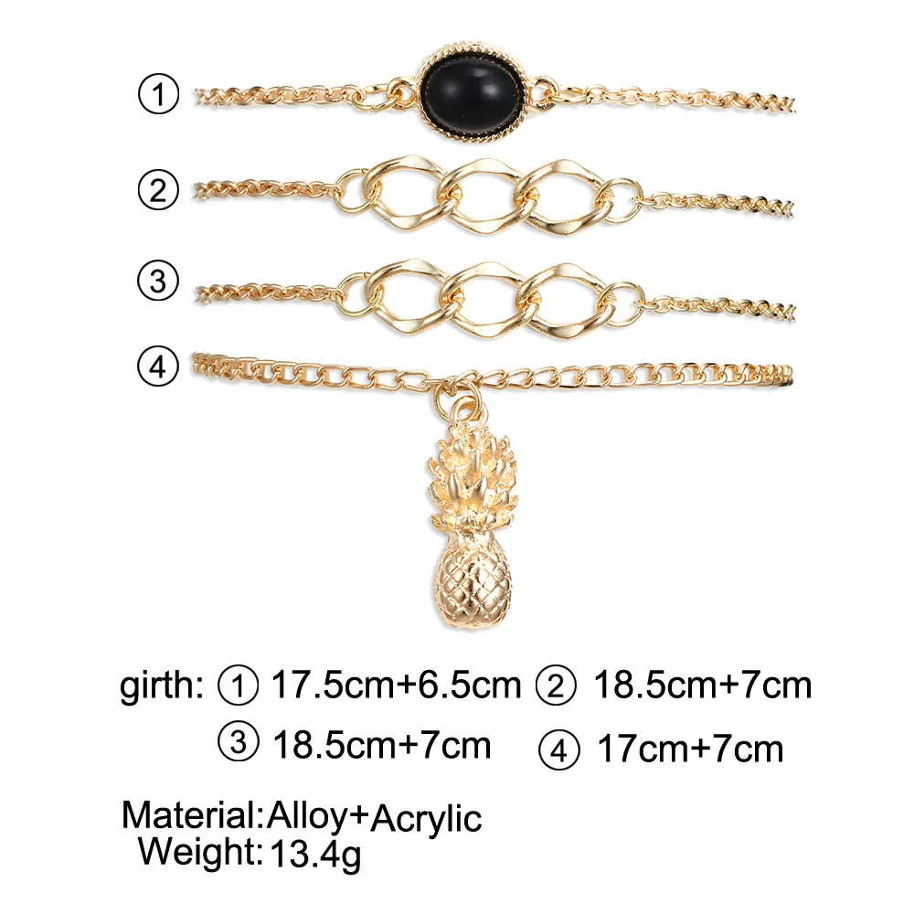 В богемном стиле 4 шт./компл. ананас геометрический браслеты из нержавеющей стали