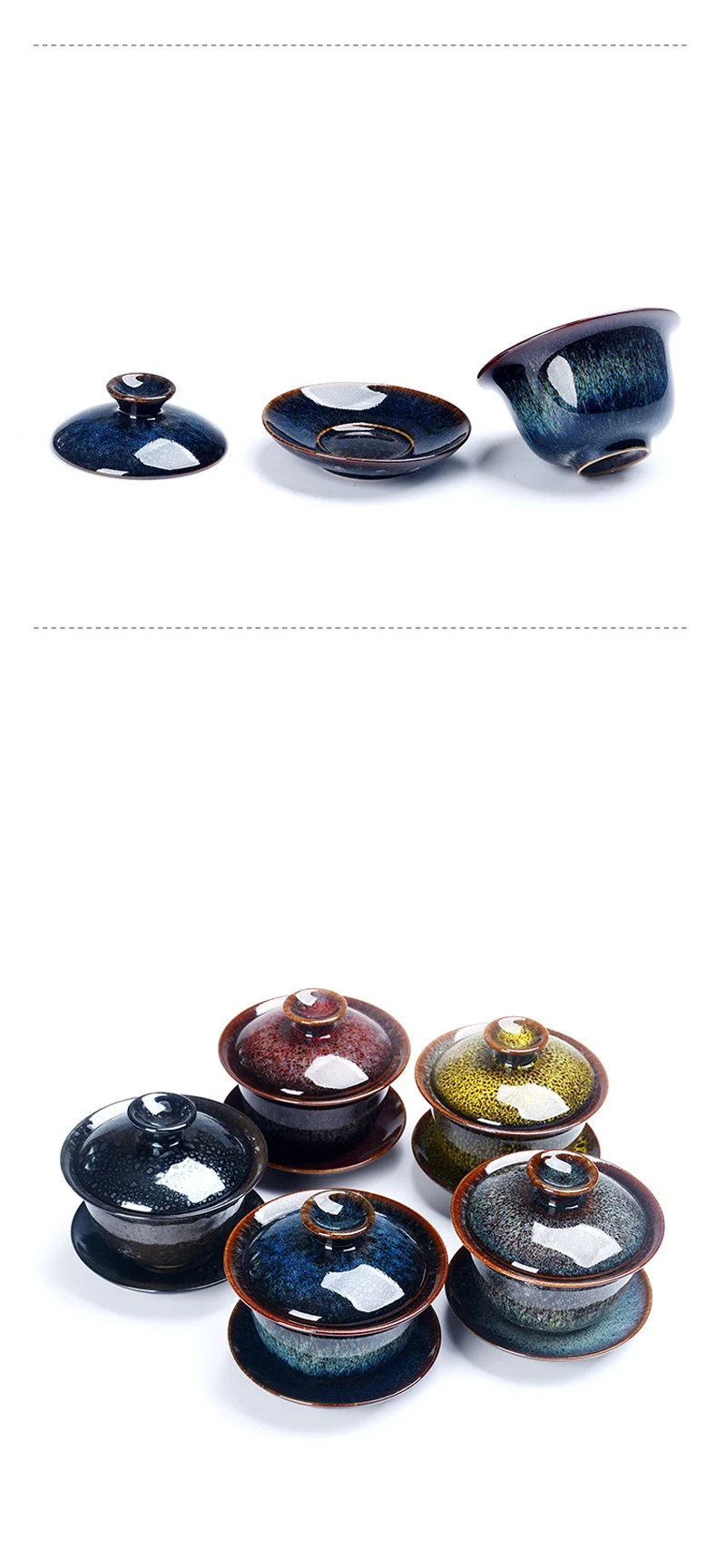 Фарфоровый набор чайных чашек Gaiwan Da Hong Pao Tie GuanYin чайная супница Молочный Улун чайная миска чайник керамика Цзиндэчжэнь красочные Temmoku