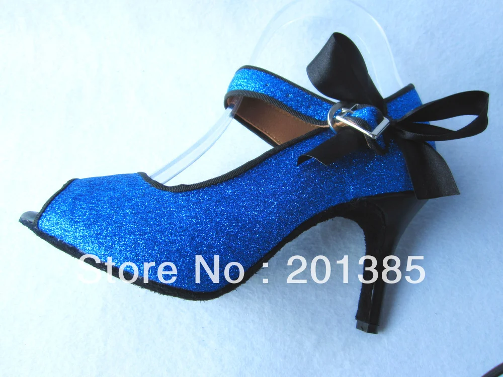 Женские синие блестящие черные атласные туфли с бантом для латиноамериканских