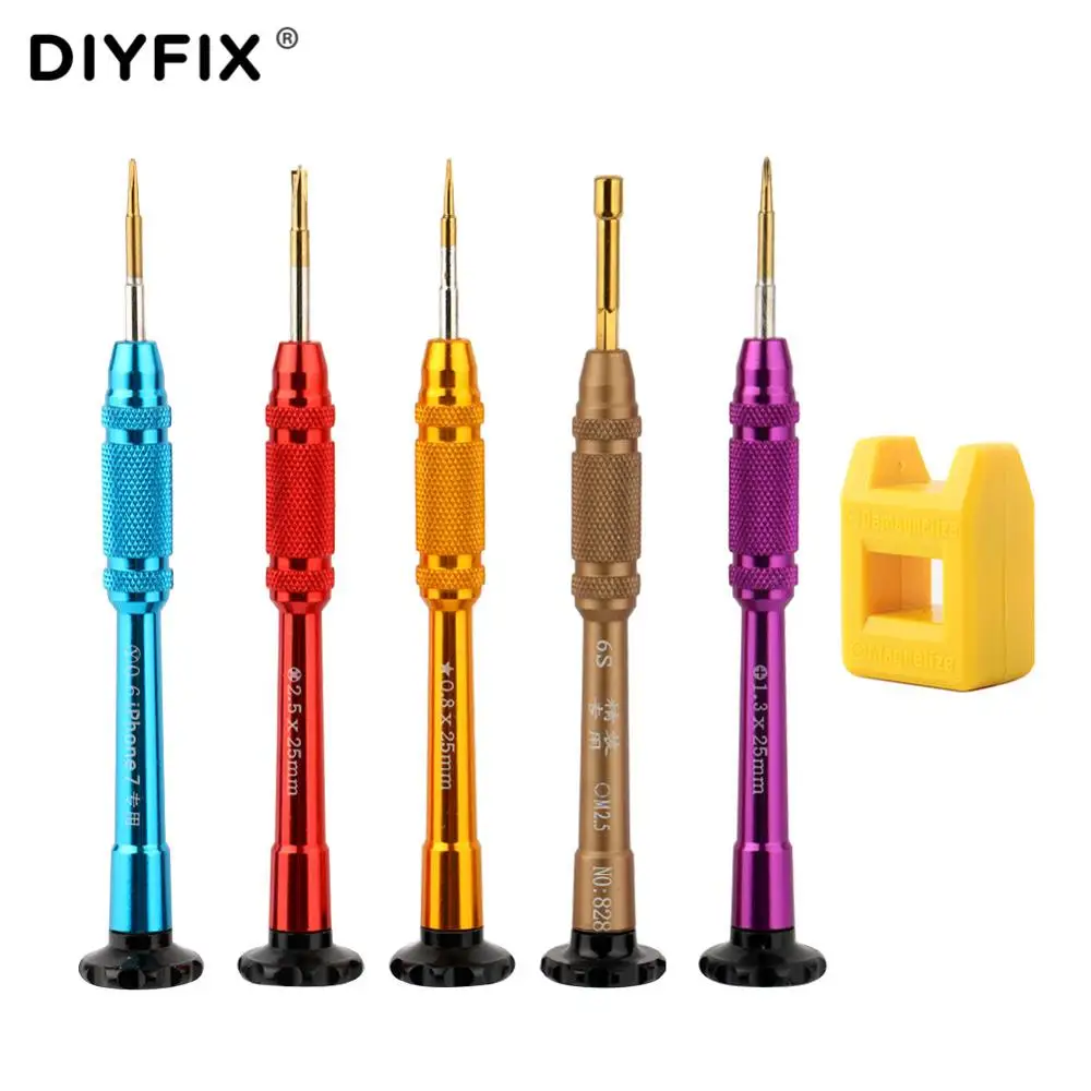 6 in 1 Tools Set DIYFIX набор инструментов для ремонта телефона, Набор отверток для iPhone X 8 7 6S 6, мини-намагничиватель, размагничиватель, разборные наборы для открывания - Цвет: 6 in 1 Tools Set