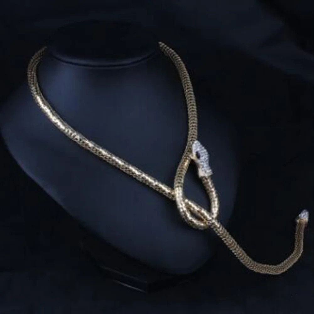 Мода Преувеличены Ювелирные Изделия Золото/Серебро Покрытием Crystal Змея Форма
