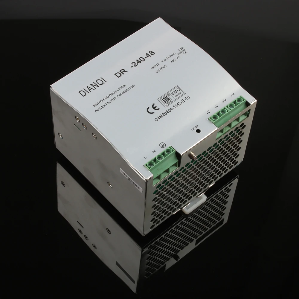 DIANQI din-рейка один выход блок питания DR-240w 24 В 48 В ac dc преобразователь для светодиодной ленты DR-240-24 DR-240-48 высокого качества