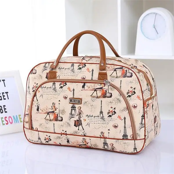 Ретро Европа Печать Путешествия Totes искусственная кожа с Холст Duffle Extra Large Твердые