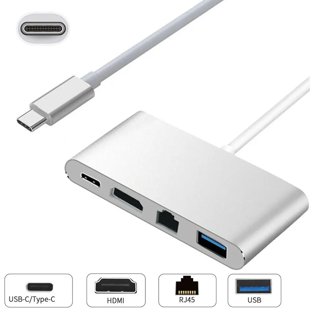 USB C HDMI адаптер тип концентратор сплиттер с Type гигабитный Ethernet и зарядный порт