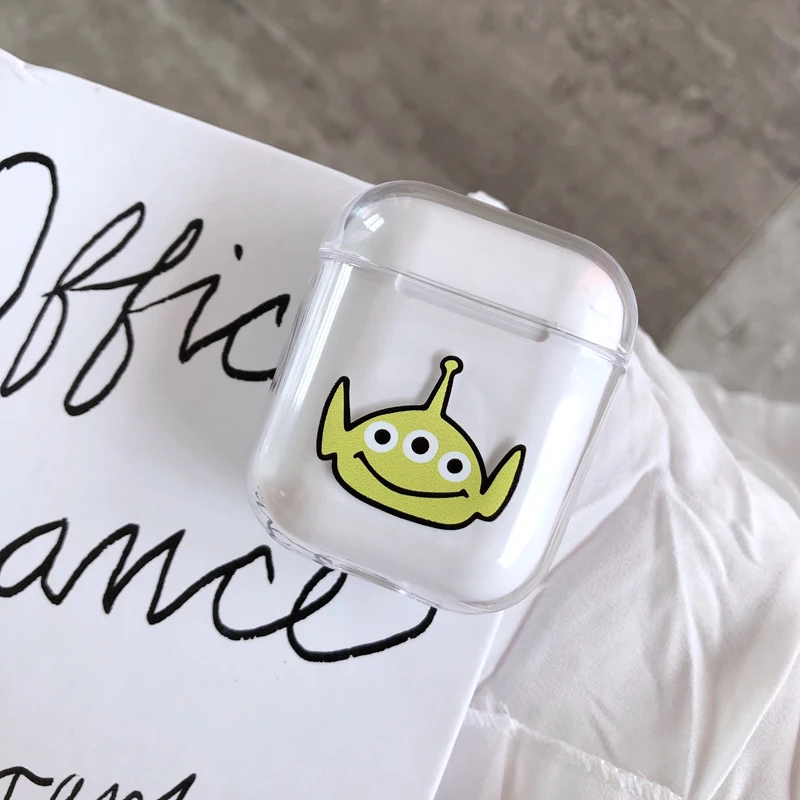 Милые прозрачные однотонные чехлы для наушников с рисунком Apple Airpods ударопрочный