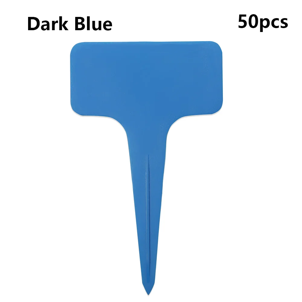 dark blue 50 шт. Т-образная Цветочная вывеска, садовые этикетки, пластиковые садовые инструменты, сельскохозяйственная рассада, метка для растений - Цвет: dark blue