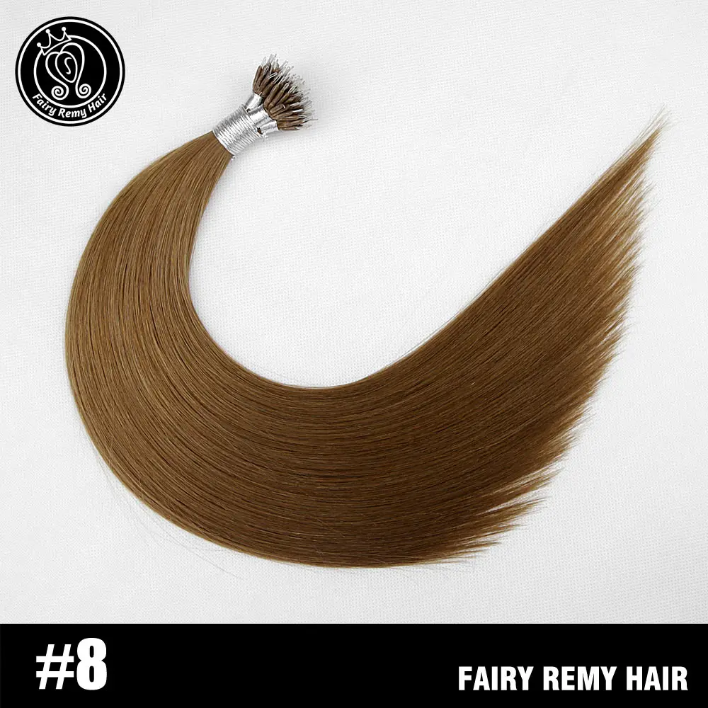 #8 Фея remy волосы 0,8 г/локон 18 дюймов Remy микро бусины человеческие волосы для наращивания Европейский темно-коричневый блонд пианино нано-Кольца для волос 50 шт - Цвет: #8