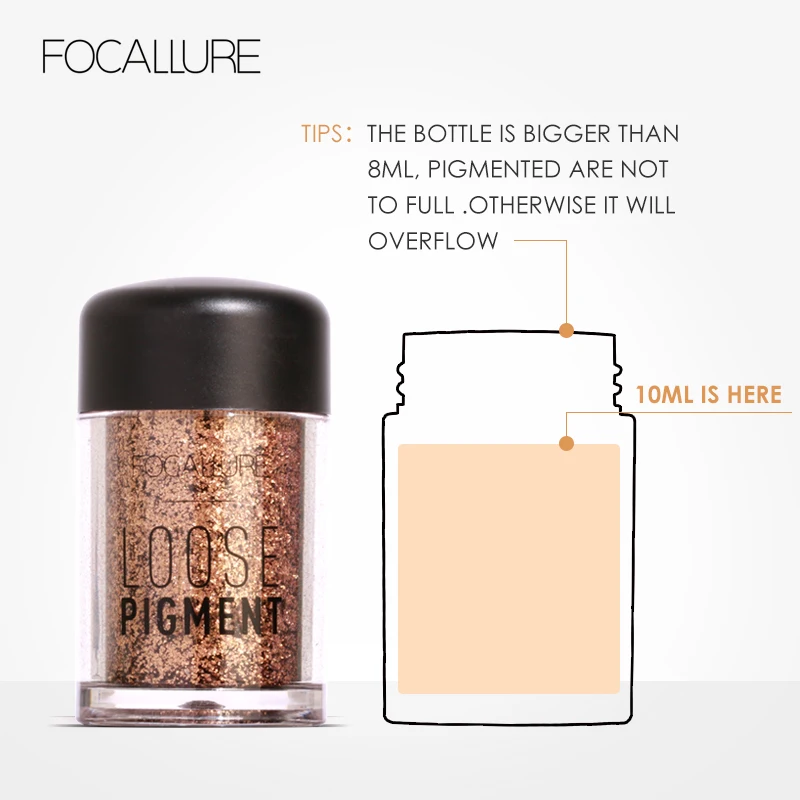 FOCALLURE, 18 цветов, блестящие тени для век, пудра, хорошие пигментированные Профессиональные Тени для век, водостойкие блестящие пудры, блеск для макияжа
