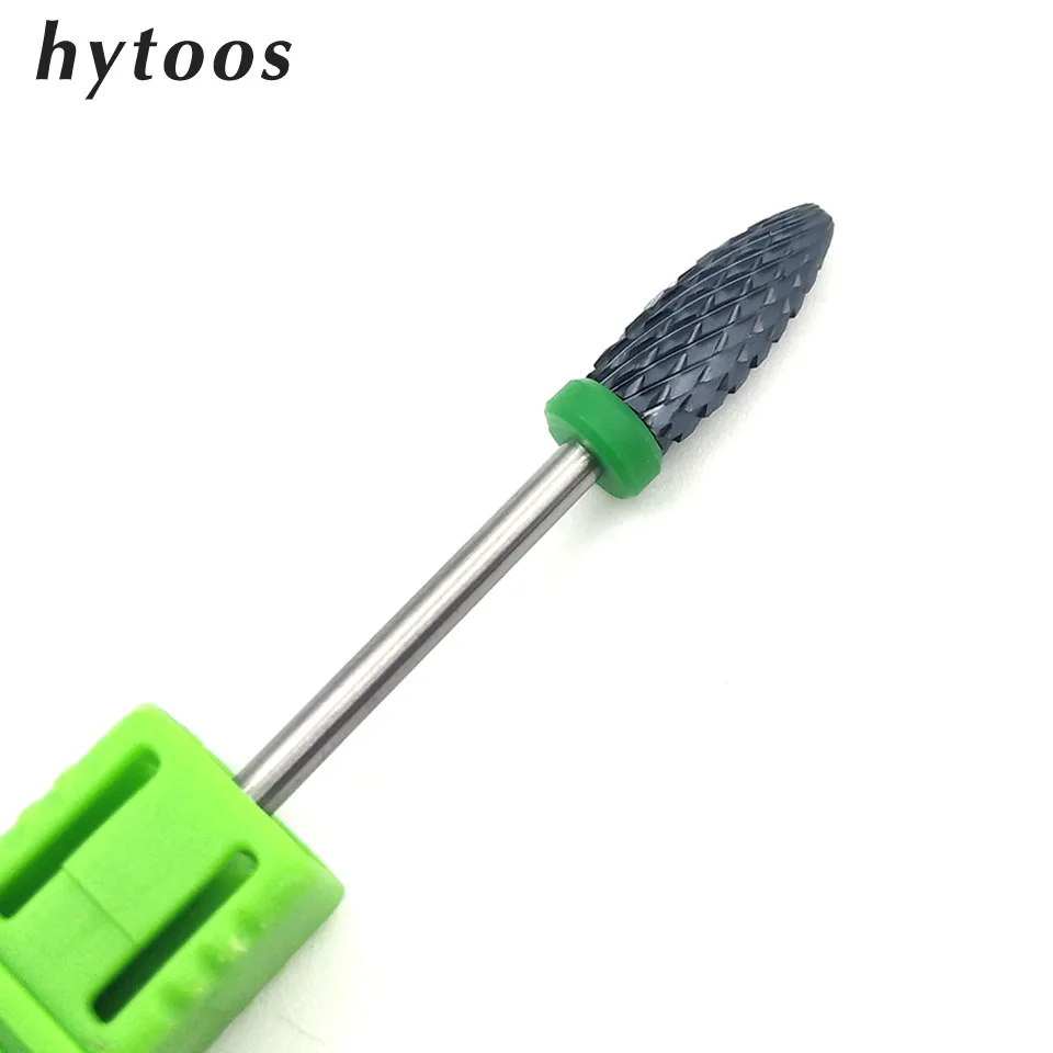 HYTOOS Пламя Черный Керамический сверло для ногтей 3/32 &quotроторные заусенцы резцы
