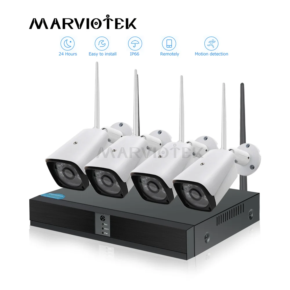 Камера видеонаблюдения беспроводная 4 канала 720P P2P IP Wi-Fi NVR инфракрасная ONVIF |