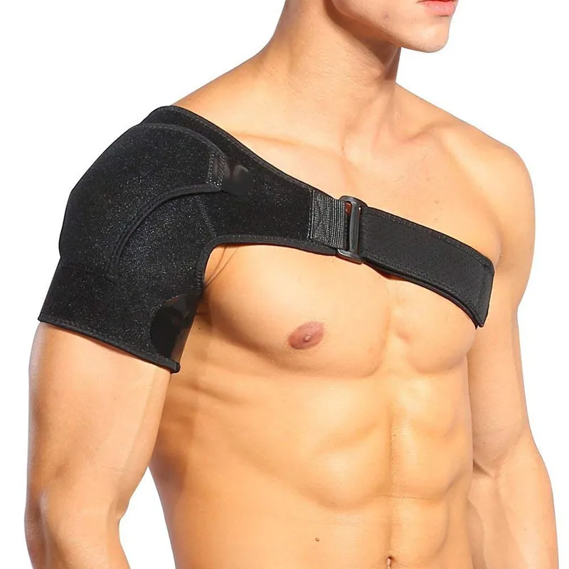 

New type of protective adjustable shoulder strap protects one shoulder from pull injury of black left shoulder + right shoulder
