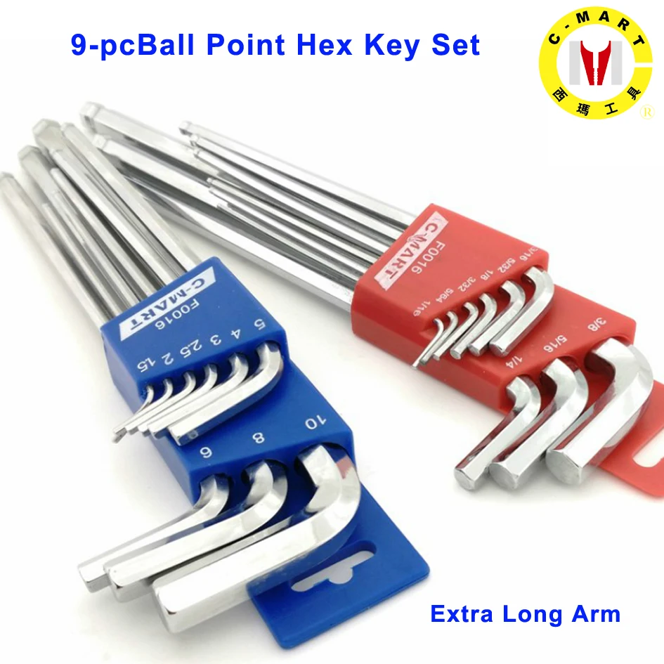 C-MART Good Quality 9PCS CR-V Wrench Allen Key Socket Hexagonal Wrenches Set Spanner For repair bicycle Hand tool set | Инструменты