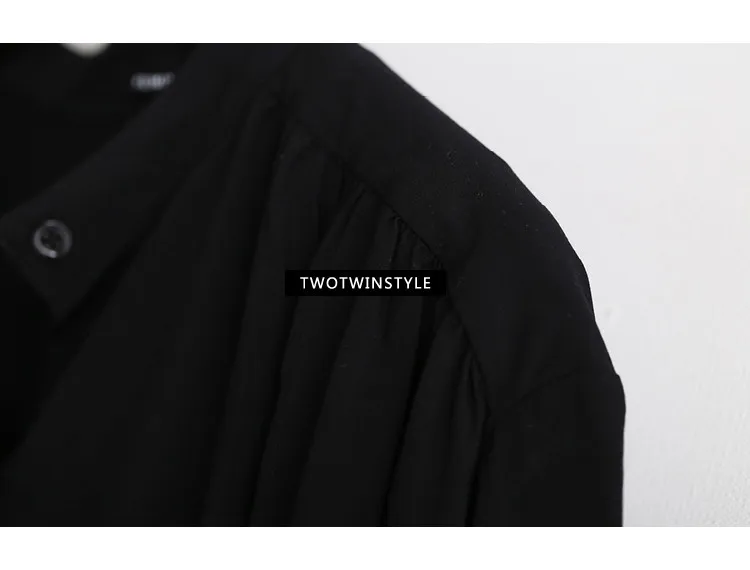 TWOTWINSTYLE Повседневное миди летнее платье Для женщин рубашка платья Женский Топ Блузка с длинными рукавами белого и черного цвета новинки в Корейском стиле больших размеров