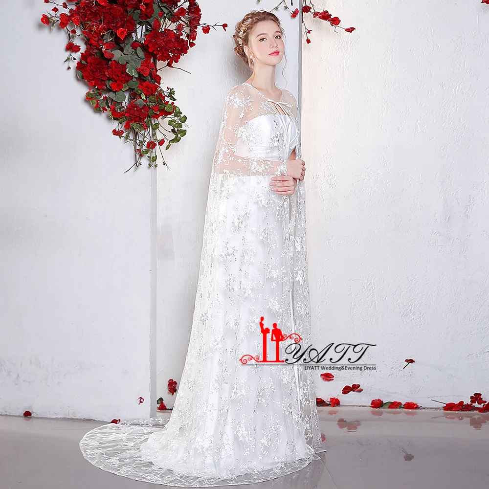 LIYATT Simple Vintage Arabic Strapless Mermaid Ivory Muslim Evening Prom Dress With Shawl Sofe Satin Cheap Two Pieces | Свадьбы и