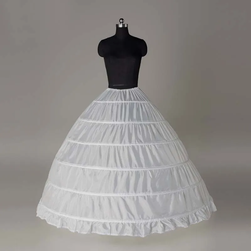 Оптовая продажа белая Нижняя юбка для свадебного платья 6 обручей бальный наряд