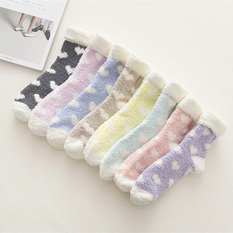 Flanging Любовь дизайн пушистые коралловые бархатные толстые теплые носки для