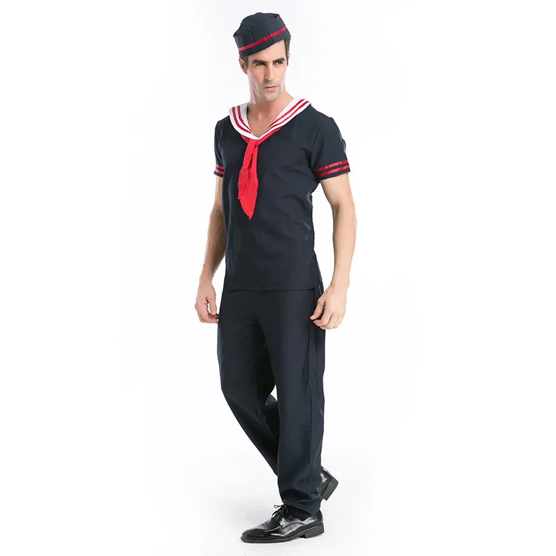 Взрослые мужские костюмы на Хэллоуин костюм матросского синего флота Косплей