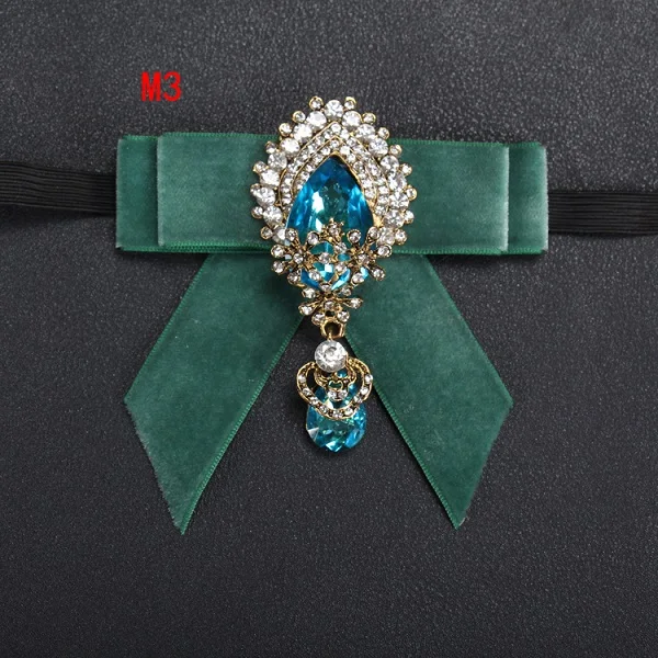 bow tie M3 Портной Смит Кристалл женский галстук-бабочка для взрослых унисекс Ретро Свадебный воротник одежда сплав галстук-бабочка эластичная лента стразы бабочка галстук-бабочка - Цвет: bow tie M3
