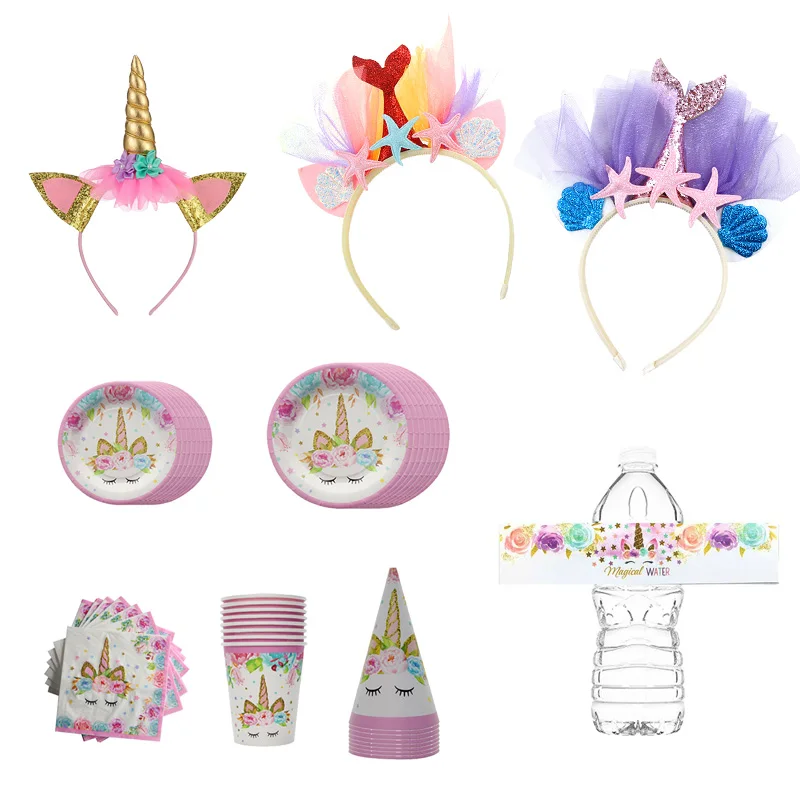 Праздничный обруч с единорогом для девочек ободок волос Русалочки лента бант