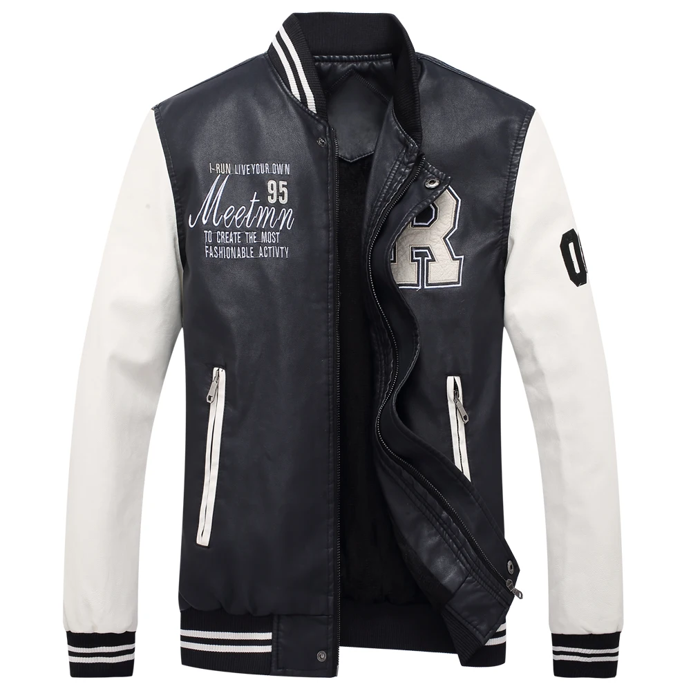 Мужская повседневная куртка из искусственной кожи модная эластичная