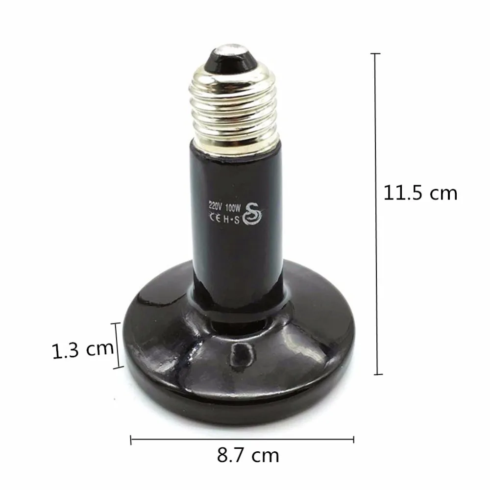 1Pc 220V Ceramics Heat Lamp 25W/50W/75W/100W/150W/200W Emitter Heater Pet Reptile Farm Animal Poultry Heat Breeding Light