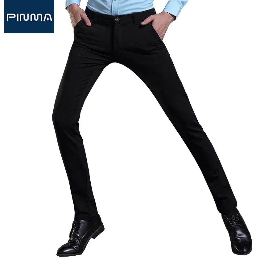 Бренд стрейч брюки морщин элегантный деловая одежда синий спецодежда длинные