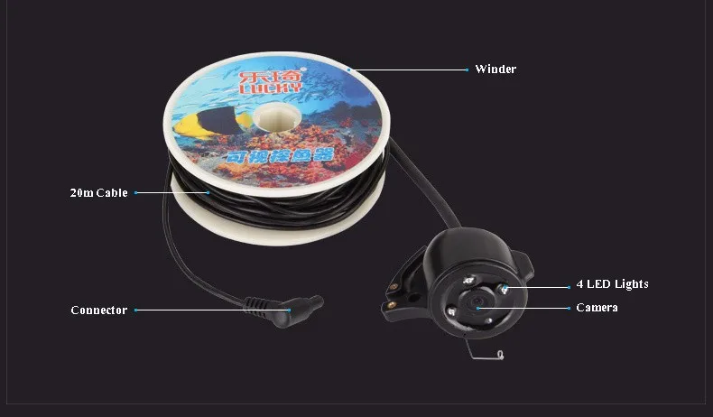 Lucky FF3308-8 Portable Wireless WiFi Fish Finder 40m Depth Sonar Sounder Alarm Transducer Fishfinder with Colorful Display | Спорт и
