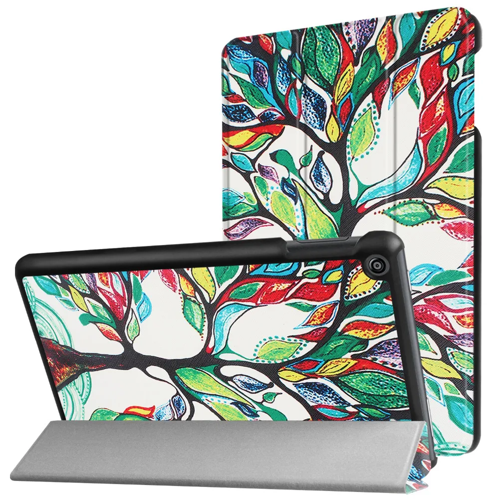 Высококачественный чехол подставка из искусственной кожи с 3 папками и принтом